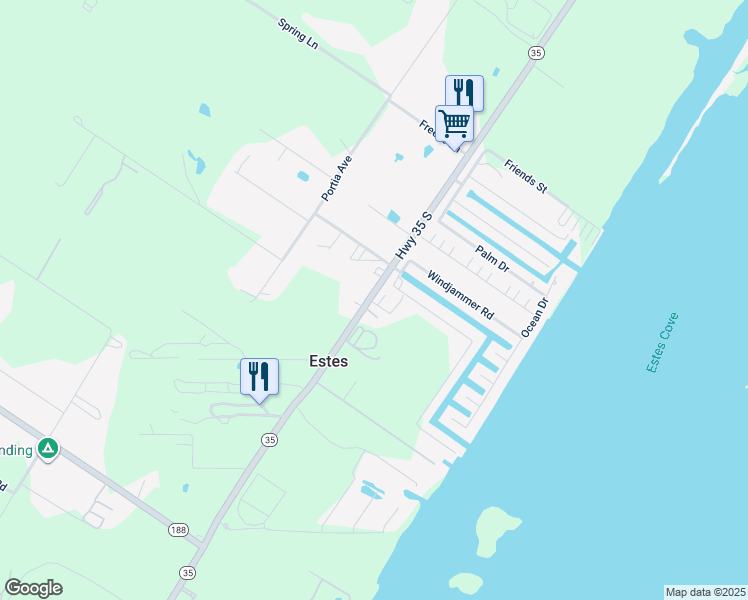 map of restaurants, bars, coffee shops, grocery stores, and more near 4212 Texas 35 Business in Rockport
