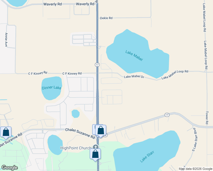 map of restaurants, bars, coffee shops, grocery stores, and more near 231 Brookshire Drive in Lake Wales