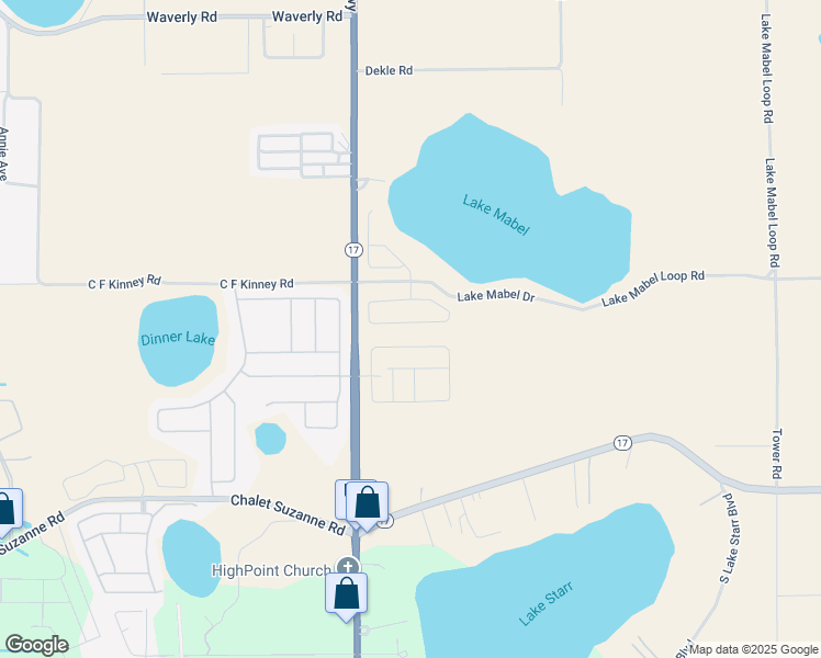 map of restaurants, bars, coffee shops, grocery stores, and more near 201 Brookshire Drive in Lake Wales
