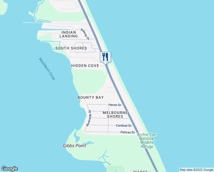map of restaurants, bars, coffee shops, grocery stores, and more near 5740 South Highway A1A in Melbourne Beach