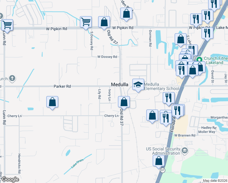 map of restaurants, bars, coffee shops, grocery stores, and more near in Medulla