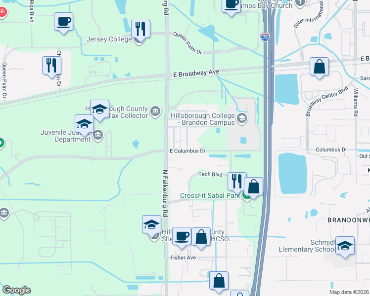 map of restaurants, bars, coffee shops, grocery stores, and more near 2753 Jason Street in Tampa
