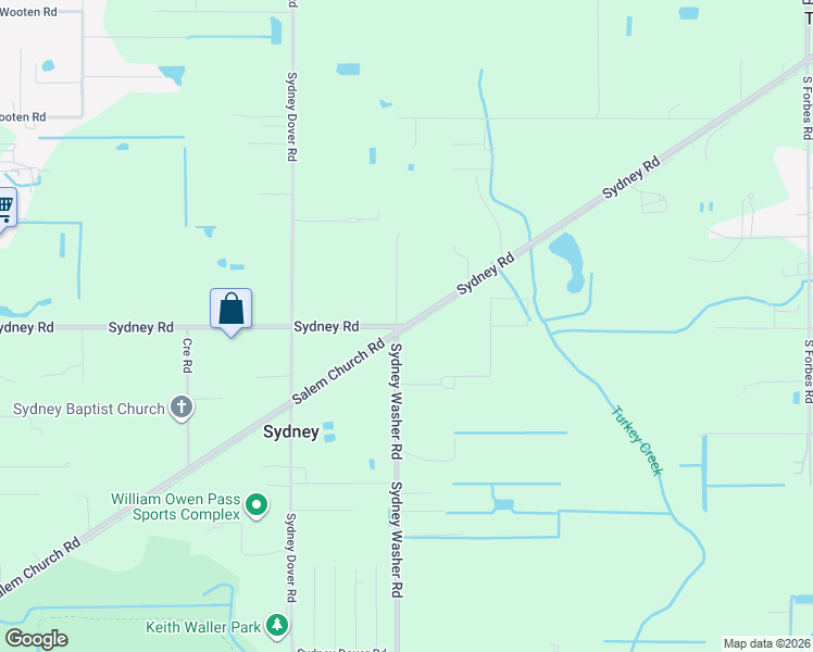 map of restaurants, bars, coffee shops, grocery stores, and more near 15017 Sydney Road in Dover
