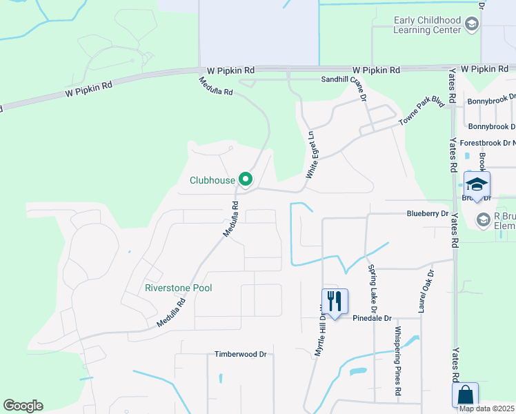 map of restaurants, bars, coffee shops, grocery stores, and more near 5446 Keaton Springs Drive in Lakeland