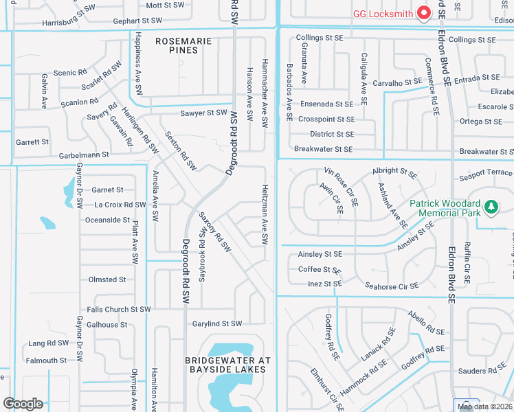 map of restaurants, bars, coffee shops, grocery stores, and more near 100 Saybrook Road Southwest in Palm Bay