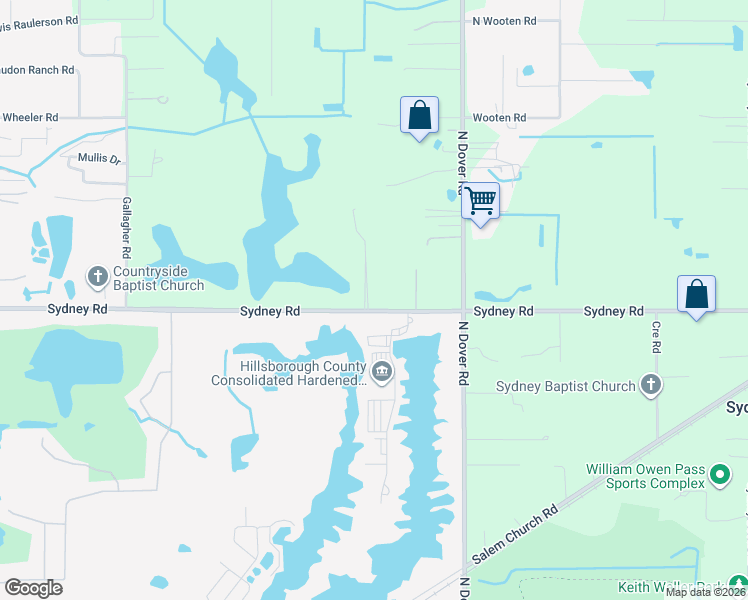 map of restaurants, bars, coffee shops, grocery stores, and more near 14054 Sydney Road in Dover
