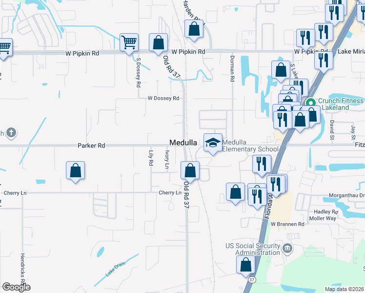 map of restaurants, bars, coffee shops, grocery stores, and more near in Medulla