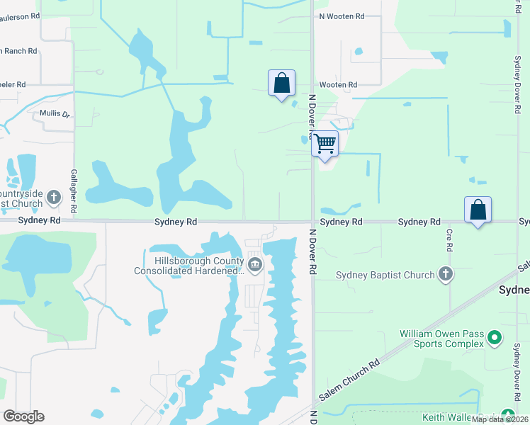 map of restaurants, bars, coffee shops, grocery stores, and more near 14070 Sydney Road in Dover
