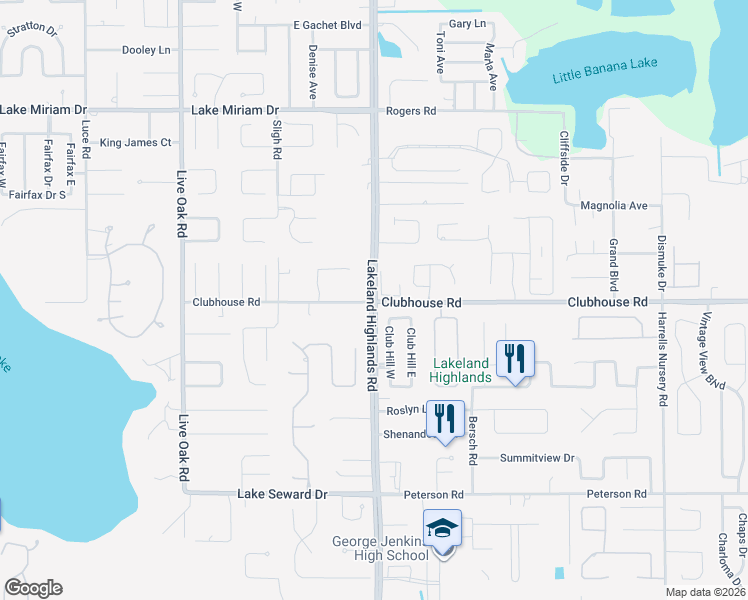 map of restaurants, bars, coffee shops, grocery stores, and more near 2164 County Road 540 in Lakeland