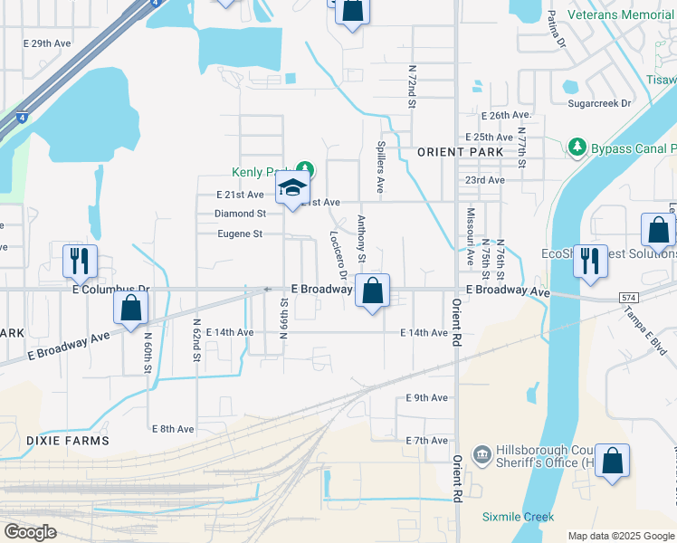map of restaurants, bars, coffee shops, grocery stores, and more near 2804 Locicero Drive in Tampa
