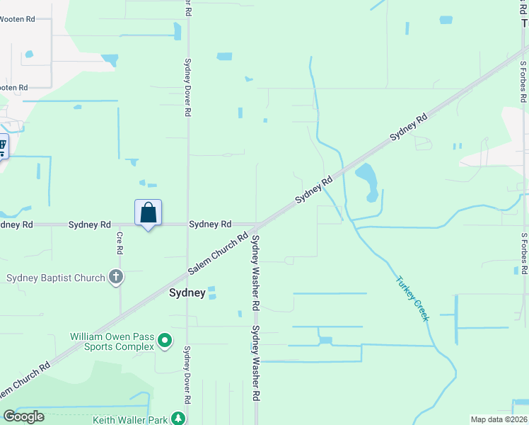 map of restaurants, bars, coffee shops, grocery stores, and more near 15012 Sydney Road in Dover
