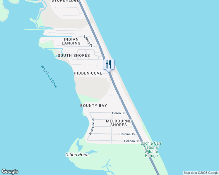map of restaurants, bars, coffee shops, grocery stores, and more near 5740 South Highway A1A in Melbourne Beach