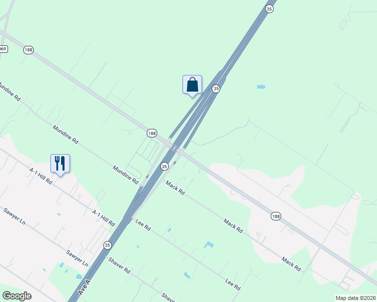 map of restaurants, bars, coffee shops, grocery stores, and more near 440 Texas 188 in Rockport