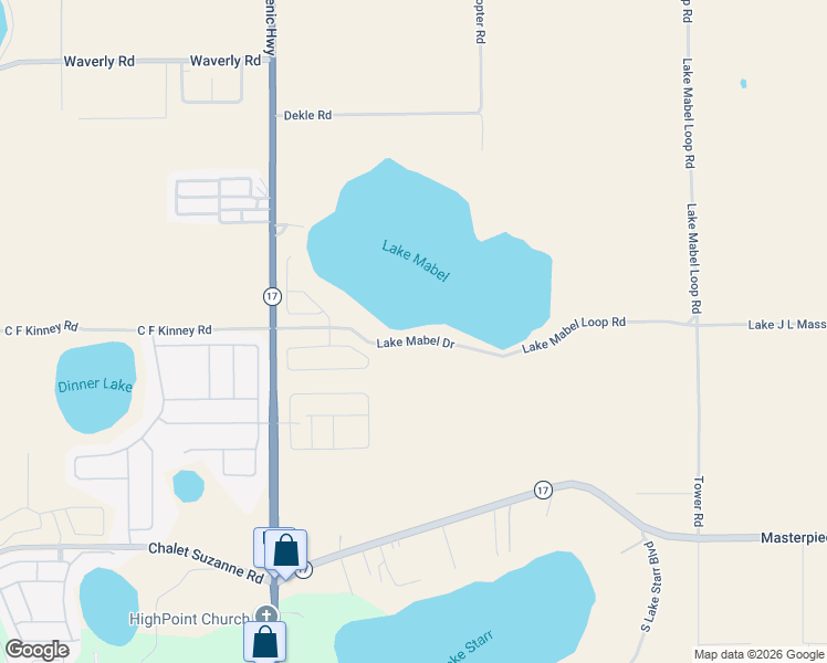map of restaurants, bars, coffee shops, grocery stores, and more near 336 Lake Mabel Loop Road in Lake Wales