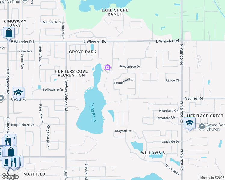 map of restaurants, bars, coffee shops, grocery stores, and more near 1230 Rushgrove Circle in Dover