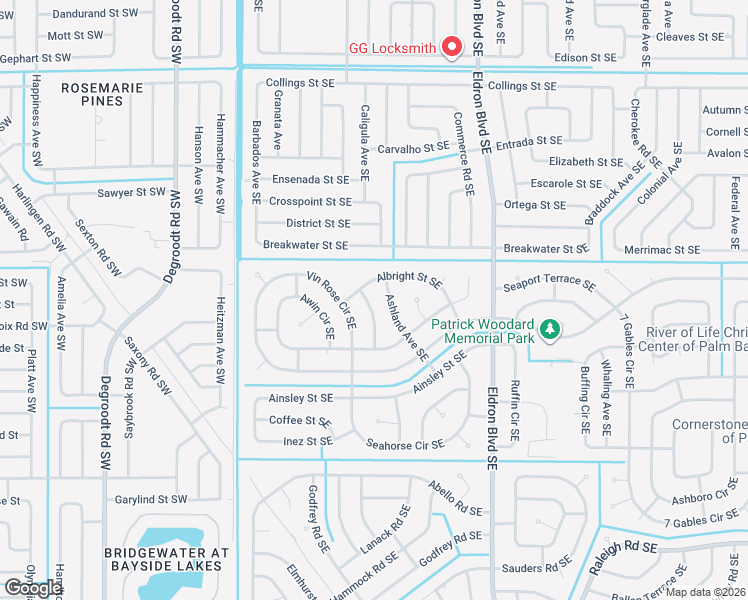 map of restaurants, bars, coffee shops, grocery stores, and more near 1200 Ashland Avenue Southeast in Palm Bay