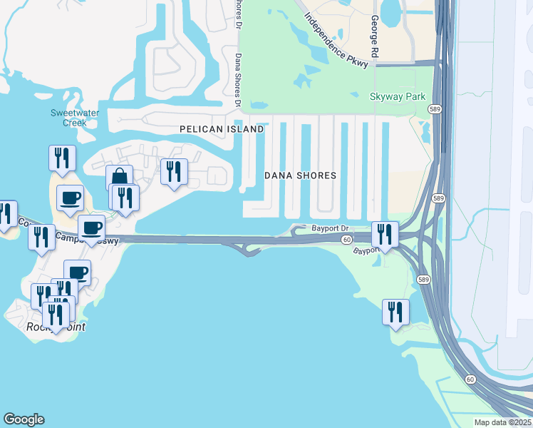map of restaurants, bars, coffee shops, grocery stores, and more near 3911 Versailles Drive in Tampa