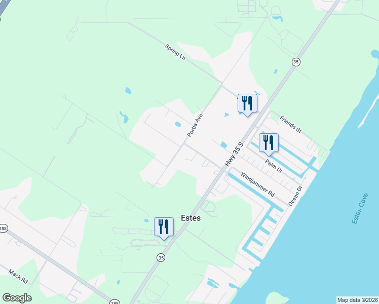 map of restaurants, bars, coffee shops, grocery stores, and more near 69 Portia Avenue in Rockport