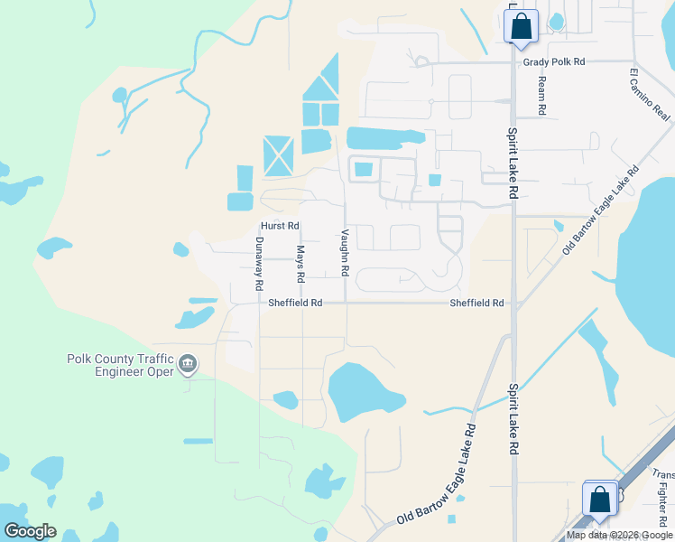 map of restaurants, bars, coffee shops, grocery stores, and more near 105 Vaughn Road in Winter Haven