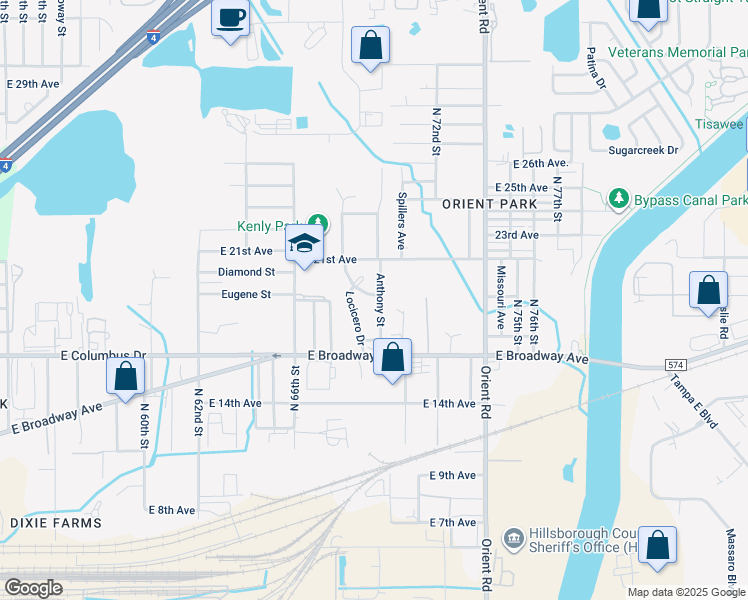 map of restaurants, bars, coffee shops, grocery stores, and more near 6813 Thomas Circle in Tampa