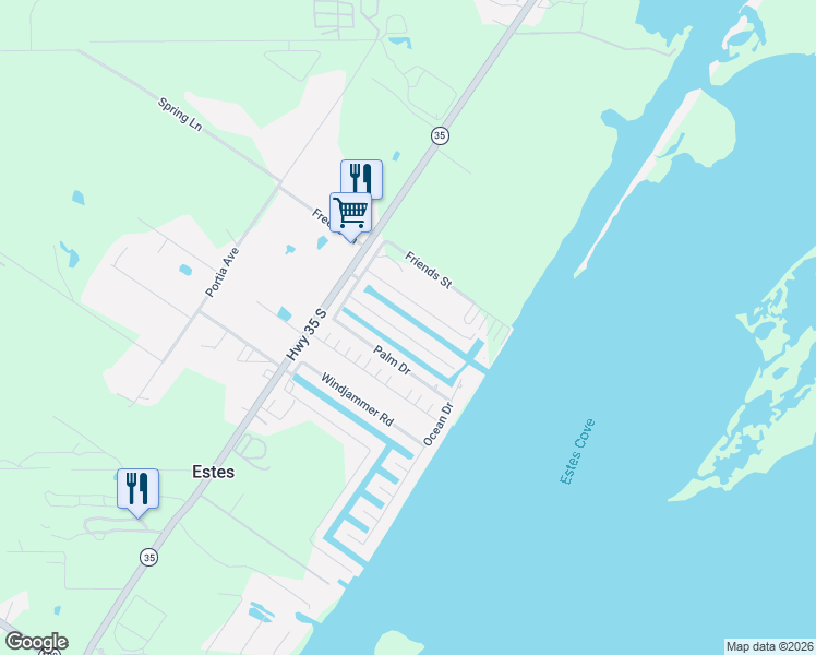 map of restaurants, bars, coffee shops, grocery stores, and more near 131 Port Avenue in Rockport
