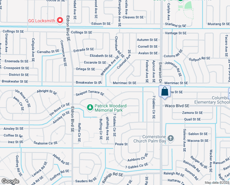map of restaurants, bars, coffee shops, grocery stores, and more near 1190 Kevitt Ct SE in Palm Bay