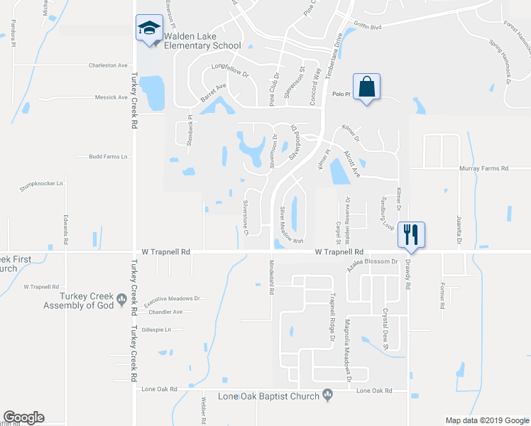 map of restaurants, bars, coffee shops, grocery stores, and more near 3420 Silverstone Court in Plant City