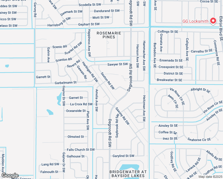 map of restaurants, bars, coffee shops, grocery stores, and more near 1182 Sexton Road Southwest in Palm Bay