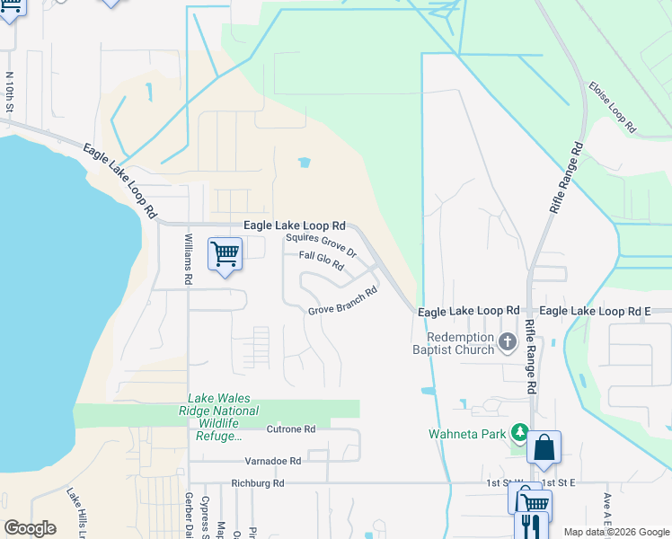 map of restaurants, bars, coffee shops, grocery stores, and more near 402 Honey Bell Road in Winter Haven