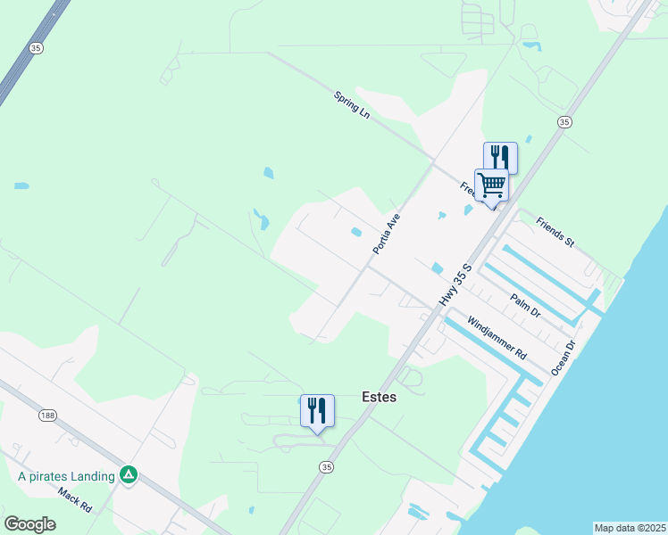 map of restaurants, bars, coffee shops, grocery stores, and more near 113 Vercie Lane in Rockport