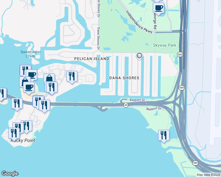 map of restaurants, bars, coffee shops, grocery stores, and more near 3920 Versailles Drive in Tampa