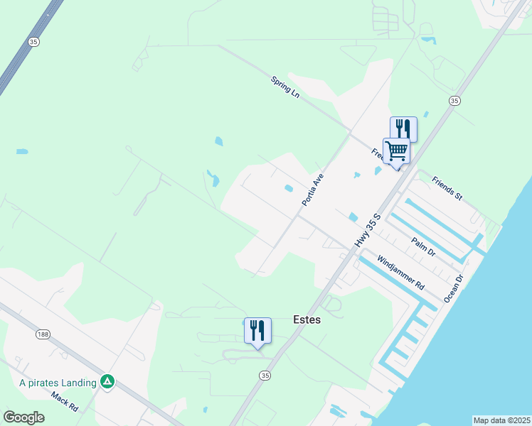 map of restaurants, bars, coffee shops, grocery stores, and more near 113 Vercie Lane in Rockport