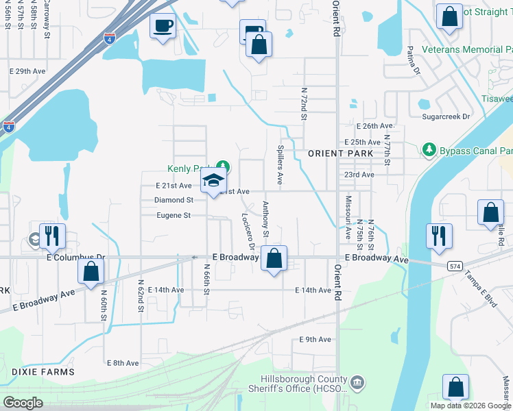 map of restaurants, bars, coffee shops, grocery stores, and more near 6813 Thomas Circle in Tampa