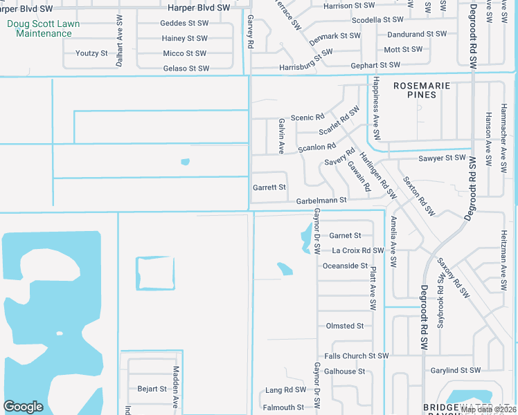 map of restaurants, bars, coffee shops, grocery stores, and more near 584 Garbelmann Street in Palm Bay