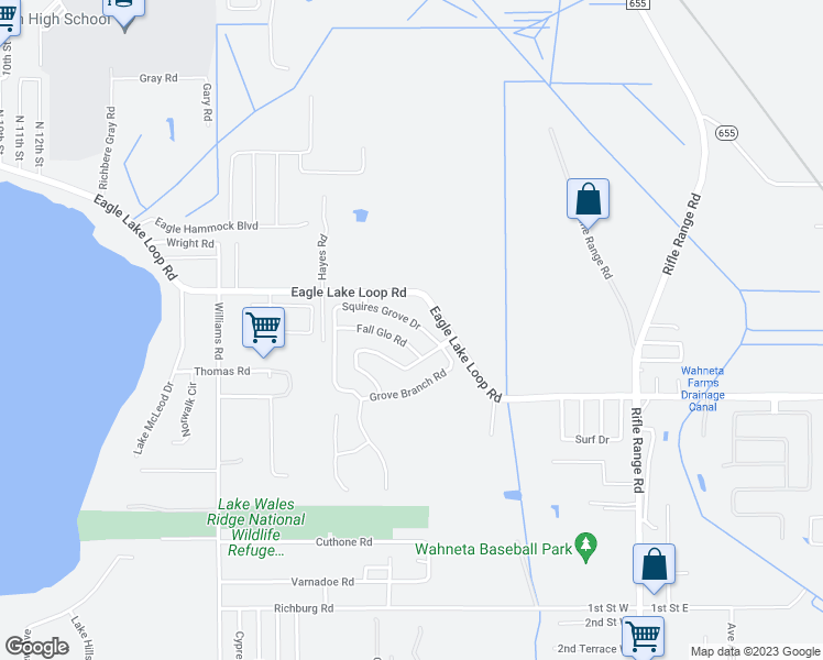 map of restaurants, bars, coffee shops, grocery stores, and more near 339 Squires Grove Drive in Winter Haven