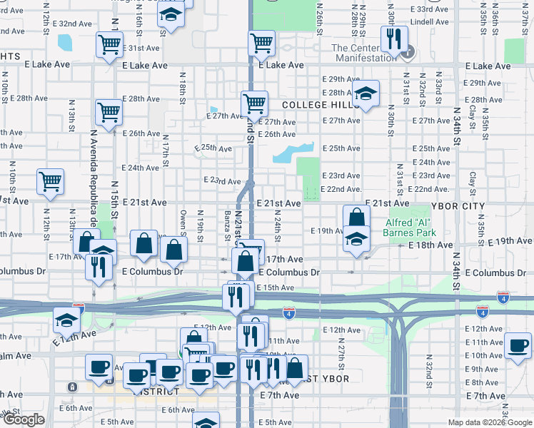 map of restaurants, bars, coffee shops, grocery stores, and more near 3001 Thelma Street in Tampa