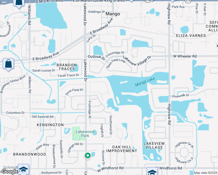 map of restaurants, bars, coffee shops, grocery stores, and more near 1970 Fruitridge Street in Brandon
