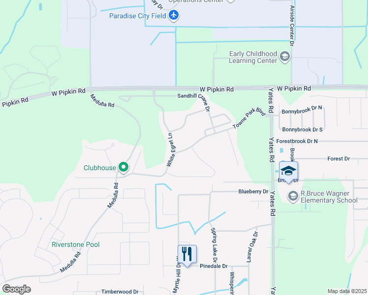 map of restaurants, bars, coffee shops, grocery stores, and more near 3517 Towne Park Boulevard in Lakeland