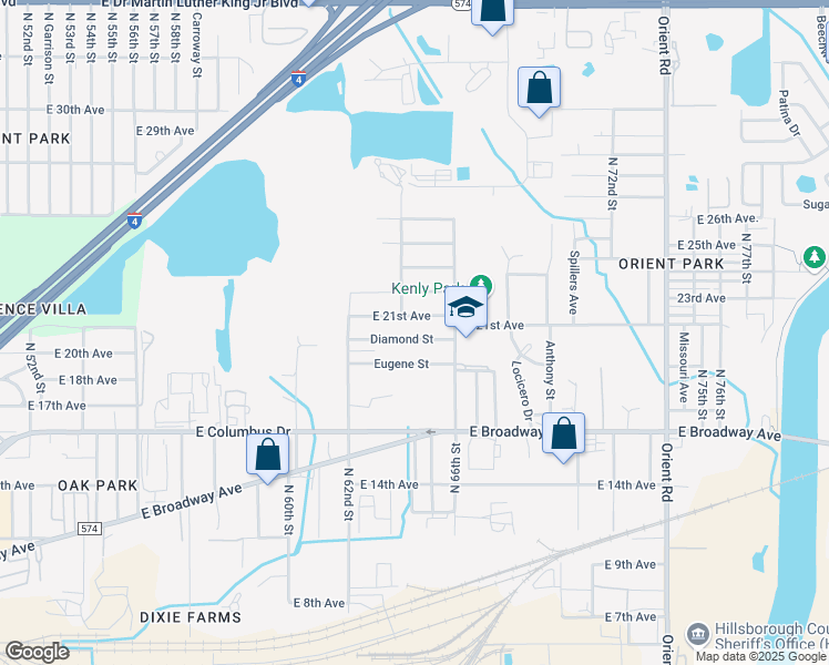 map of restaurants, bars, coffee shops, grocery stores, and more near 6503 East 21st Avenue in Tampa