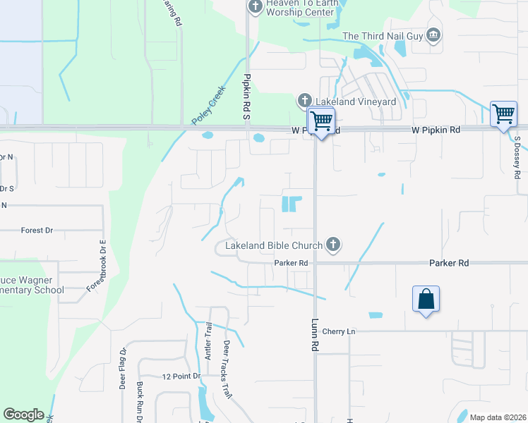 map of restaurants, bars, coffee shops, grocery stores, and more near 5250 Stone Oaks Drive in Lakeland