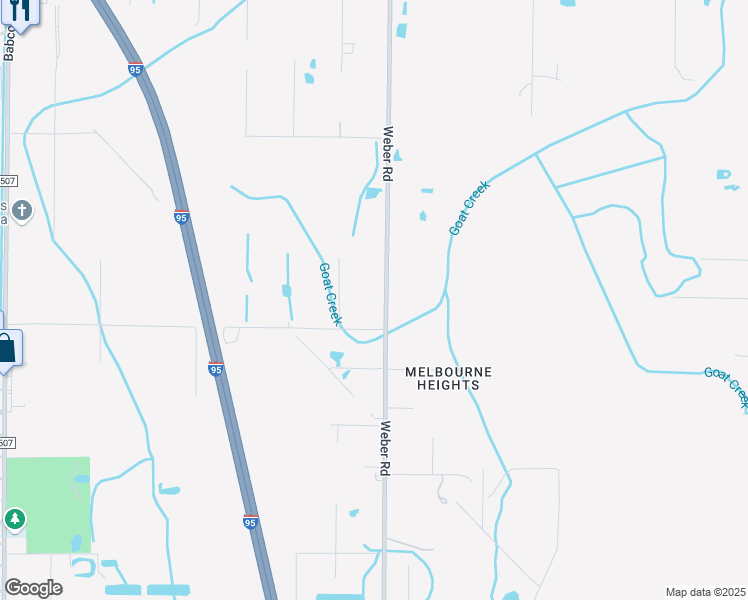 map of restaurants, bars, coffee shops, grocery stores, and more near 3240 Weber Road in Malabar