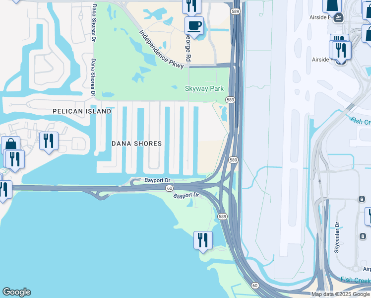 map of restaurants, bars, coffee shops, grocery stores, and more near 3918 Doral Drive in Tampa