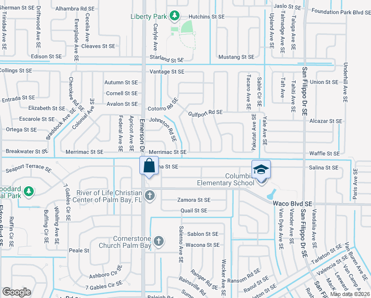 map of restaurants, bars, coffee shops, grocery stores, and more near 1181 Grapefruit Road Southeast in Palm Bay