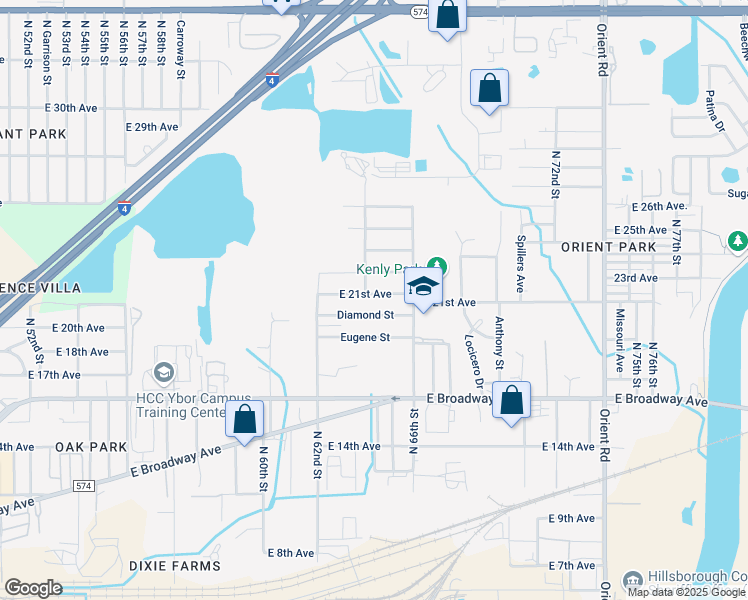 map of restaurants, bars, coffee shops, grocery stores, and more near 6503 East 21st Avenue in Tampa