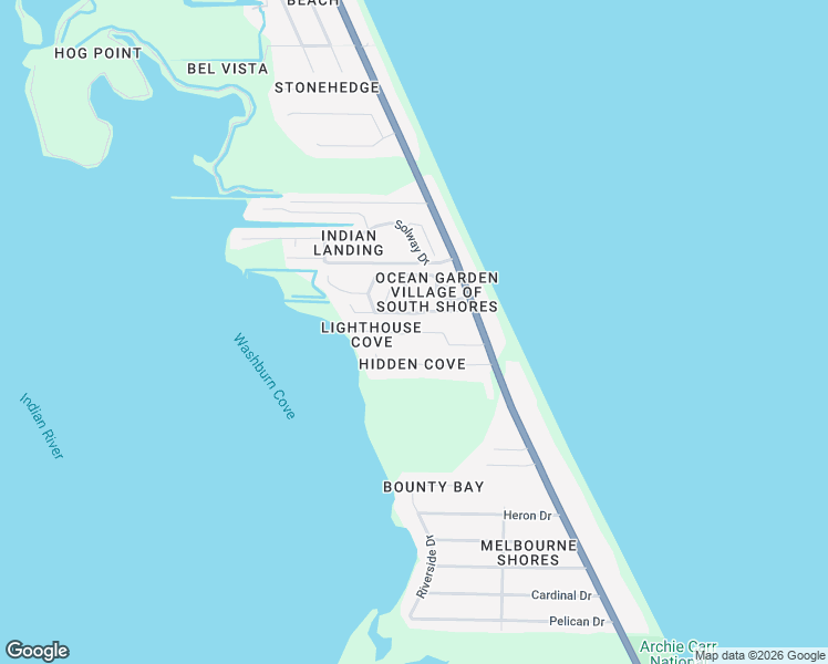 map of restaurants, bars, coffee shops, grocery stores, and more near 128 Casseekee Trail in Melbourne Beach