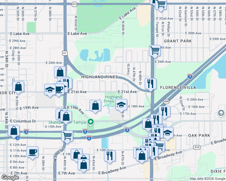 map of restaurants, bars, coffee shops, grocery stores, and more near 3002 Star Street in Tampa