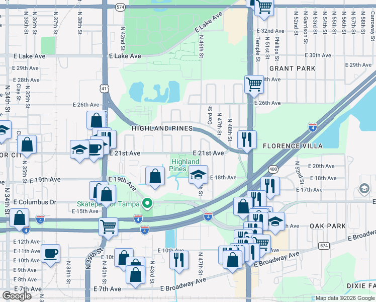 map of restaurants, bars, coffee shops, grocery stores, and more near 3002 Star Street in Tampa
