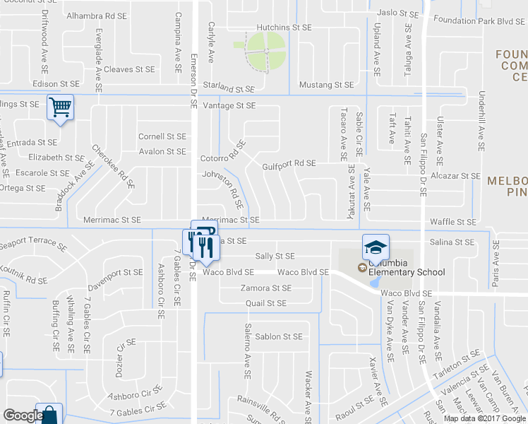 map of restaurants, bars, coffee shops, grocery stores, and more near 1181 Grapefruit Road Southeast in Palm Bay