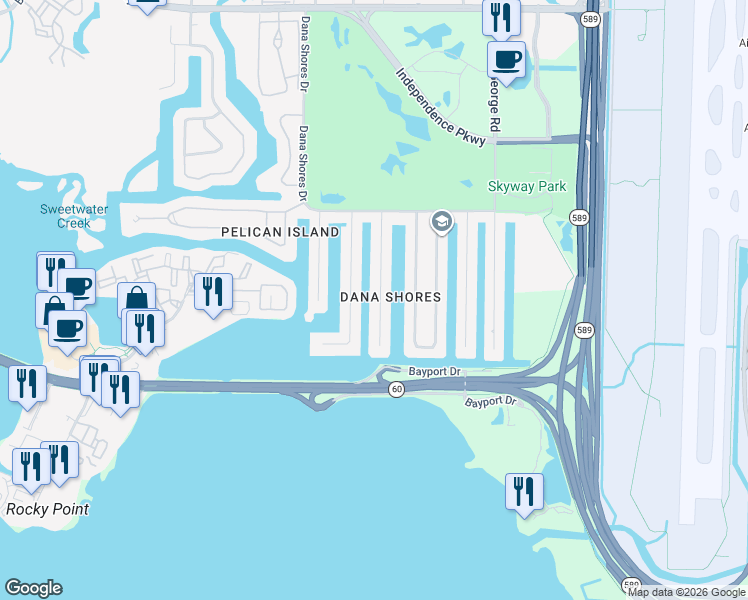 map of restaurants, bars, coffee shops, grocery stores, and more near 3919 Fontainebleau Drive in Tampa