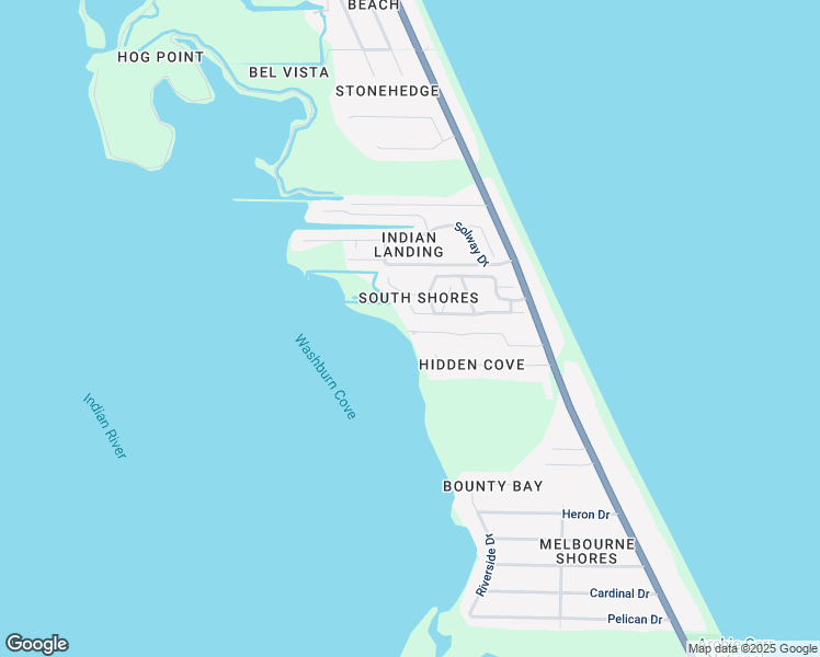 map of restaurants, bars, coffee shops, grocery stores, and more near 190 Casseekee Trail in Melbourne Beach